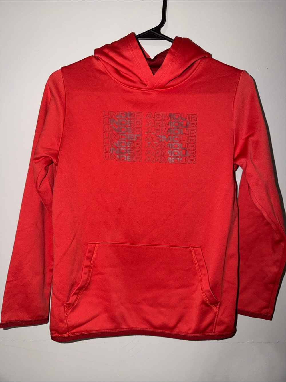 Under Armour Kids Red Hoodie with Repeated Logo